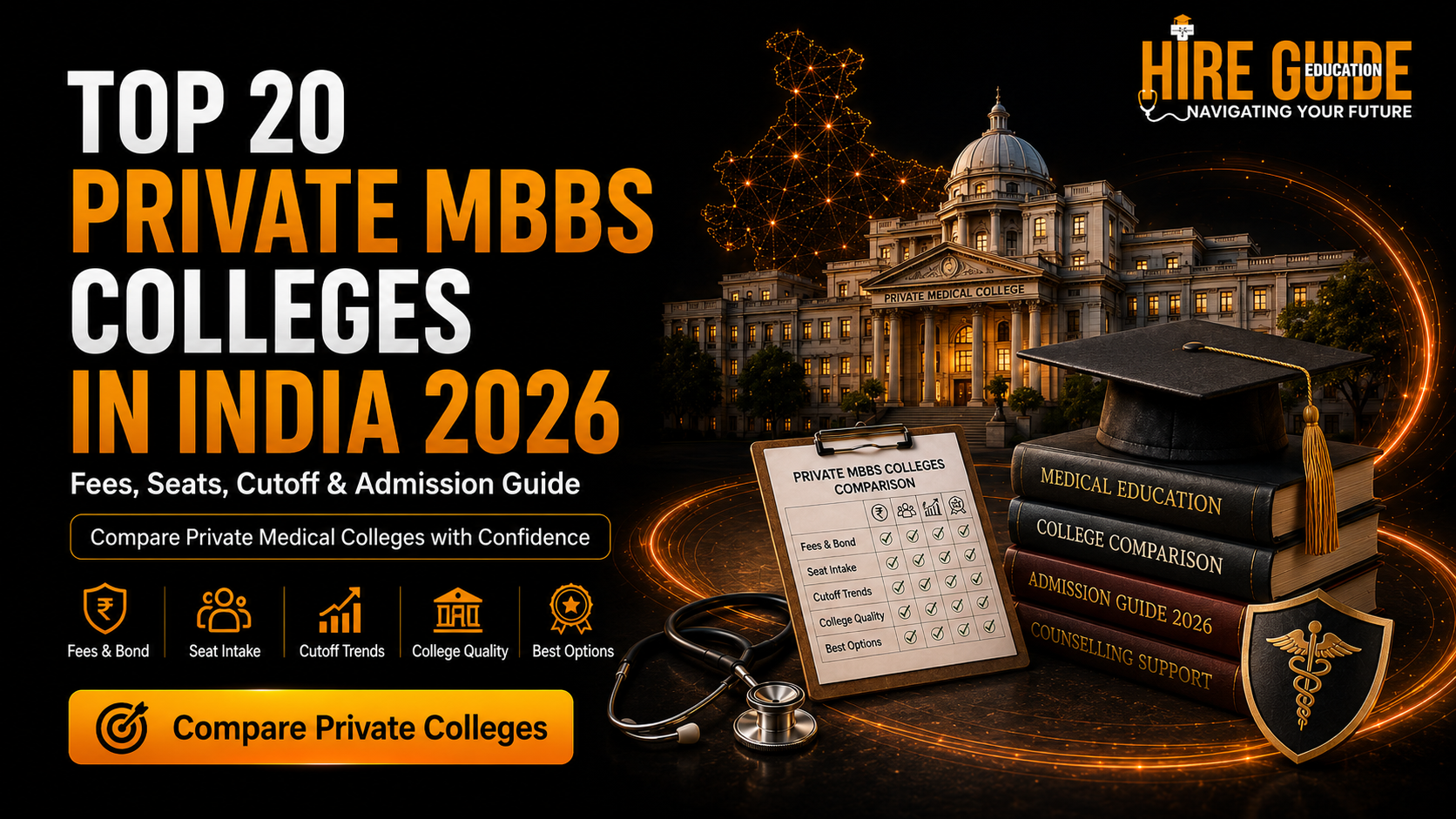 Top 20 Private MBBS Colleges in India 2026: Fees, Seats, Cutoff and Admission Guide cover image
